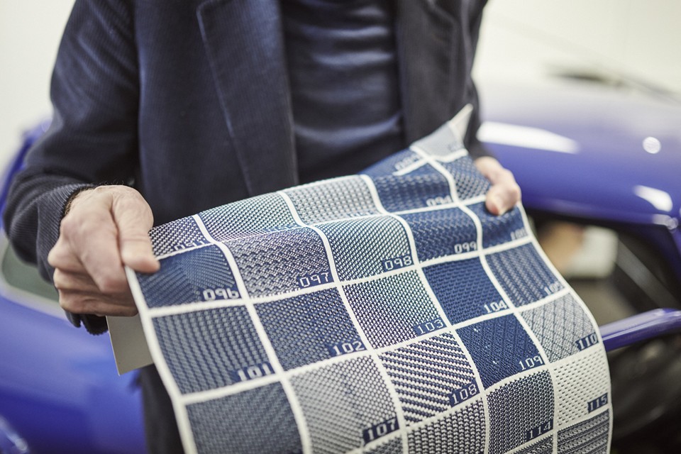 Paul Smith holding a colour sample Paul Smith holding a colour sample